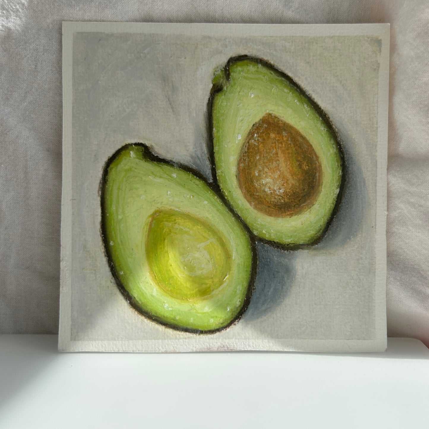 Avocado oil pastel illustration