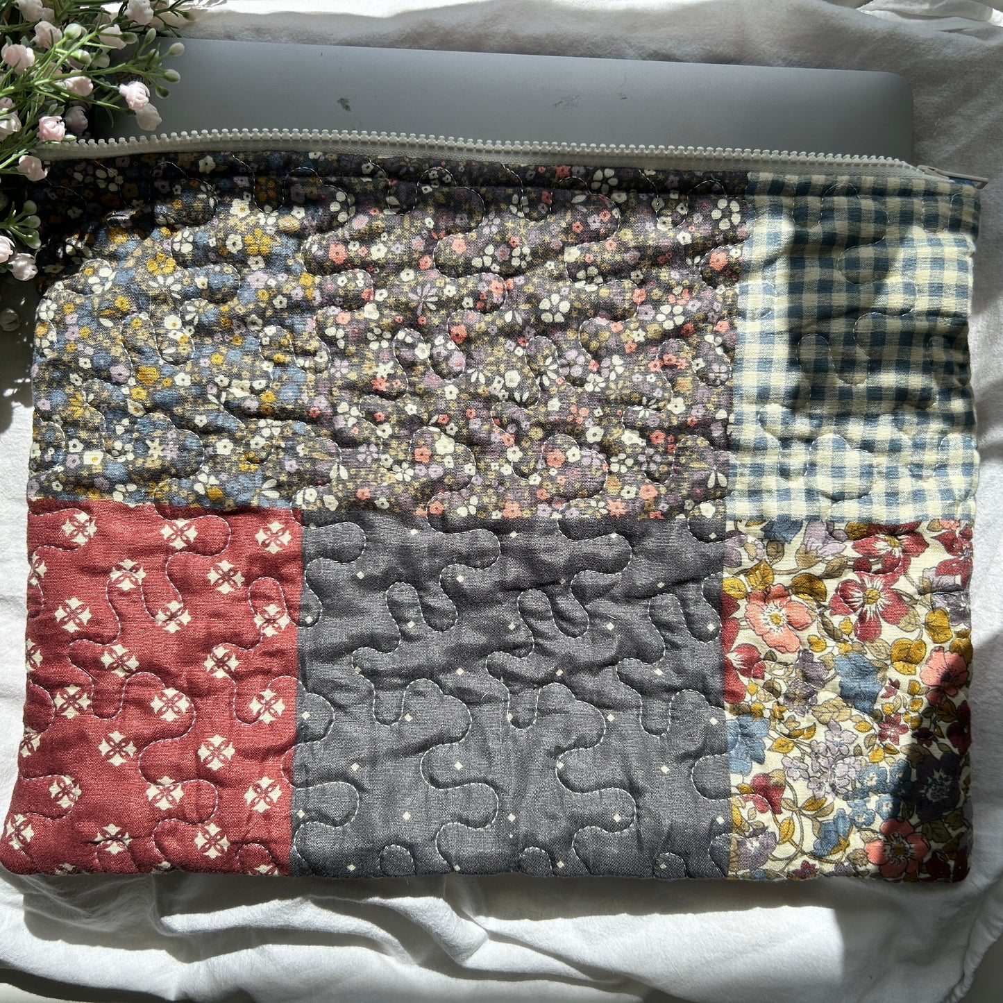 Patchwork style laptop sleeve