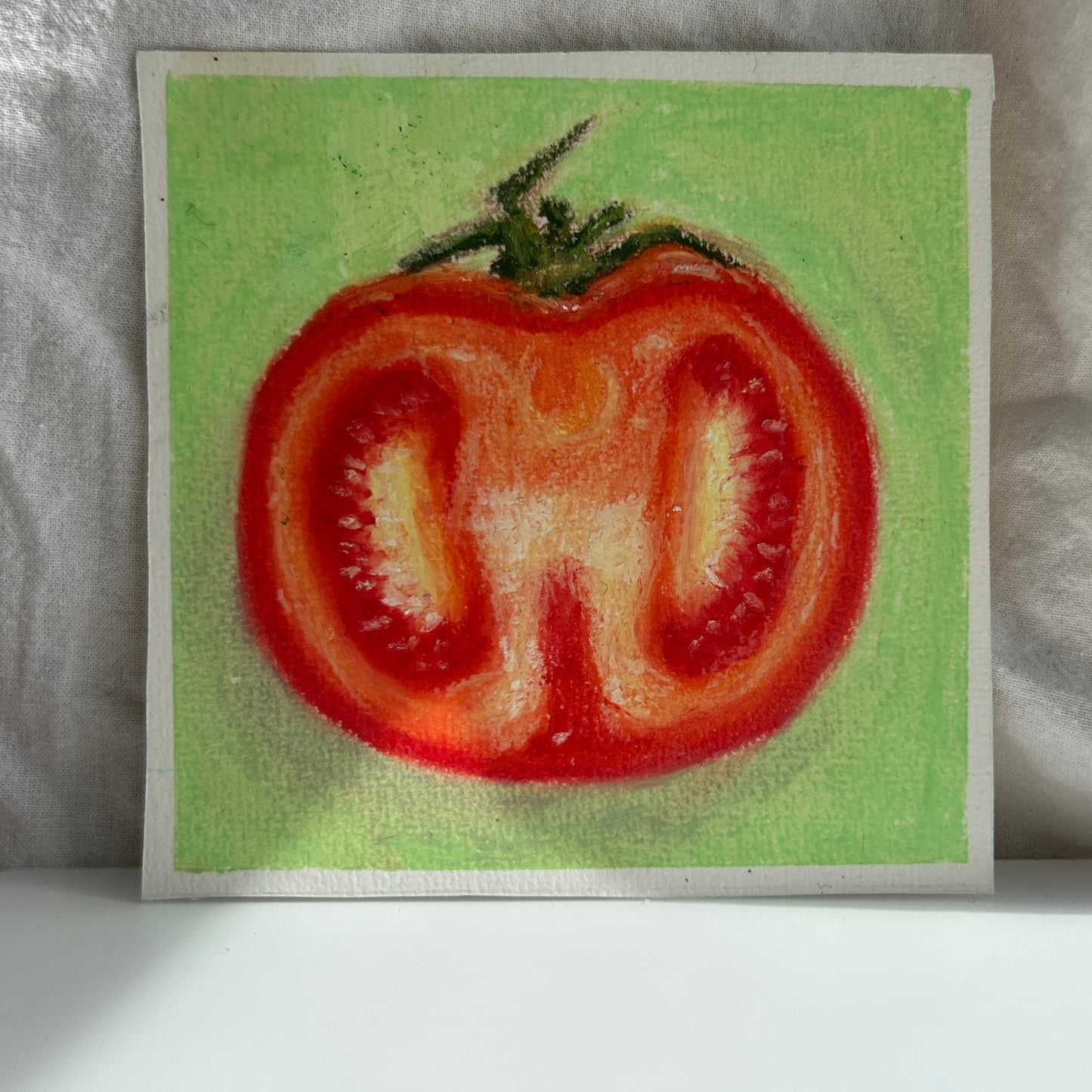 Tomato oil pastel illustration