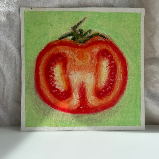 Tomato oil pastel illustration