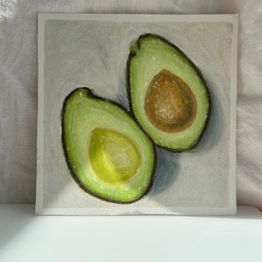 Avocado oil pastel illustration
