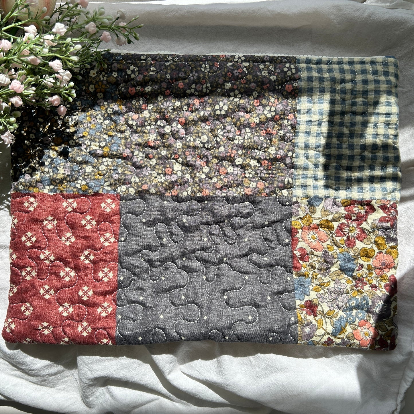 Patchwork style laptop sleeve